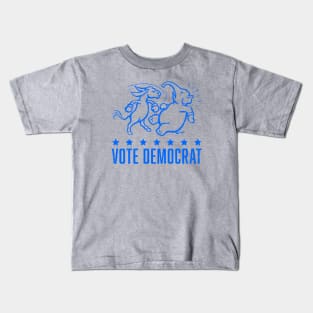 Vintage 1950's Vote Democrat Boxing Donkey (Blue) Kids T-Shirt